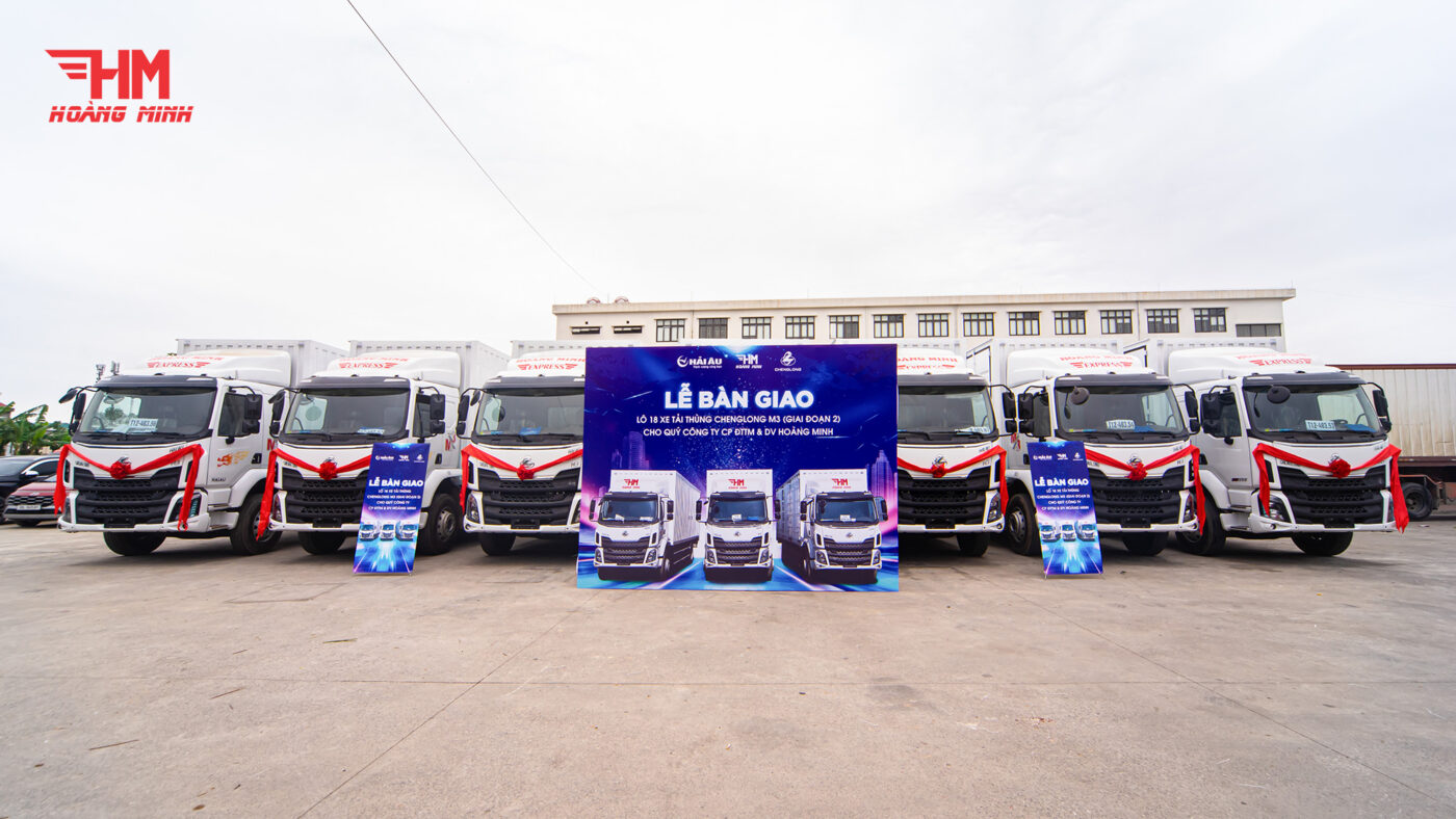 HOÀNG MINH LOGISTICS TIẾP NHẬN 18 XE TẢI TRUNG CHENGLONG M3 – BƯỚC TIẾN MỚI TRONG HÀNH TRÌNH PHÁT TRIỂN!