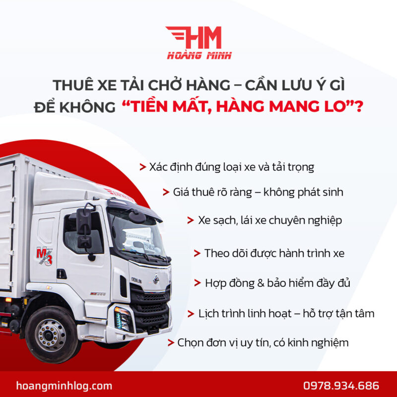 THUÊ XE TẢI CHỞ HÀNG – CẦN LƯU Ý GÌ ĐỂ KHÔNG “TIỀN MẤT, HÀNG MANG LO”?
